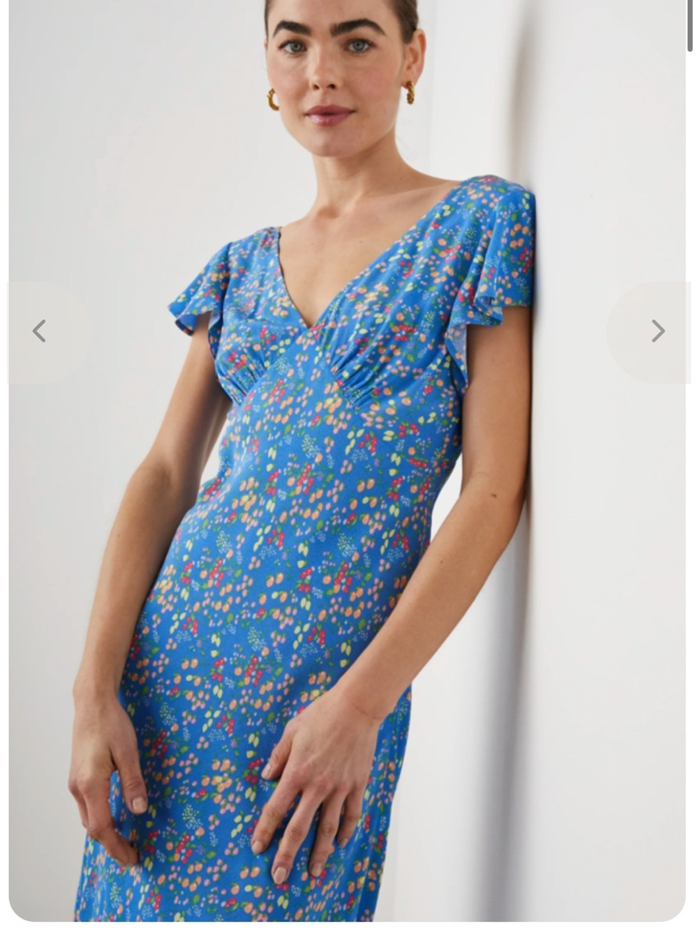 Rails Blue Floral Midi Dress with Flutter Sleeves